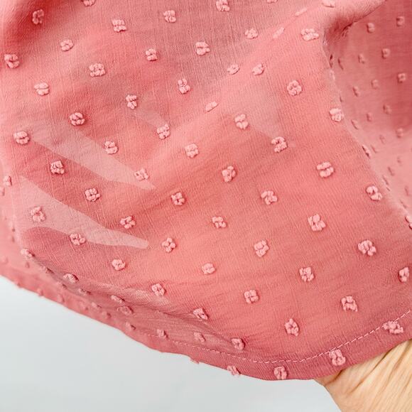 Agnes Orinda Swiss Dot Popover Top Womens Plus Size 4X Pink Sheer Overlay NWT - Picture 5 of 7